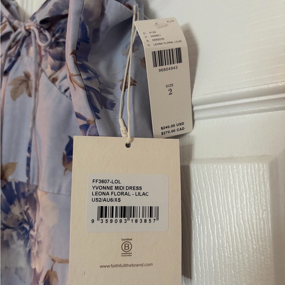 Anthropologie Dress Leona Floral Lilac NWT SIZE 2 - Picture 8 of 10